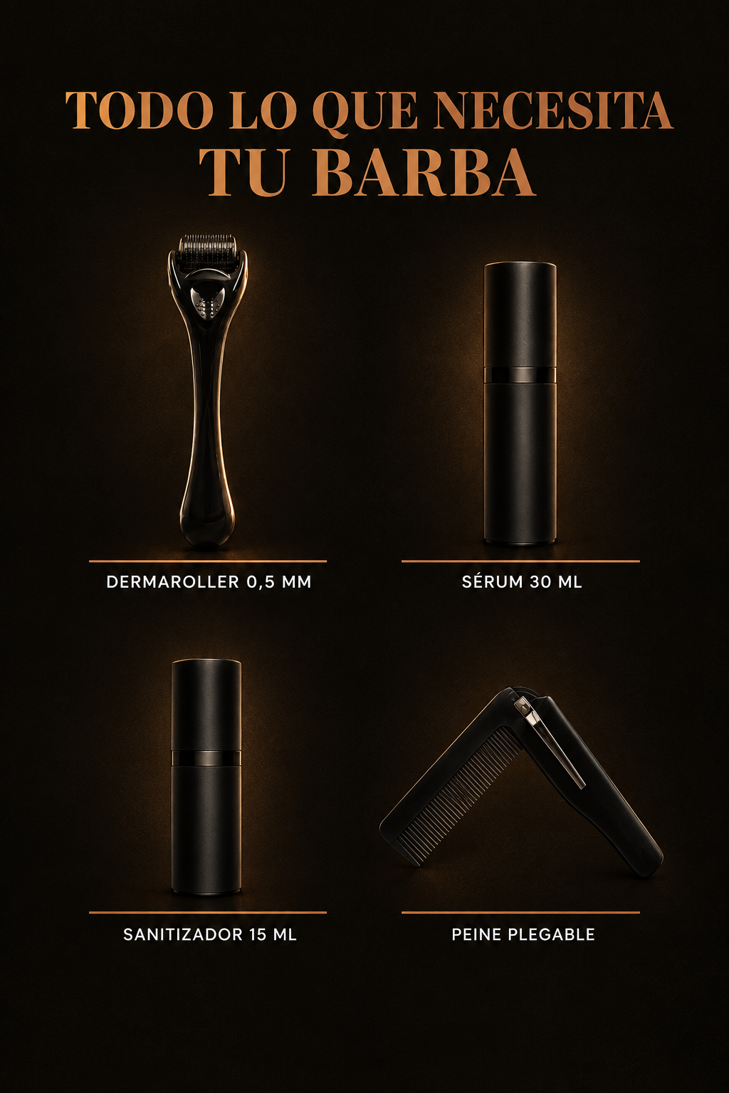 PORTE™ Kit Barba, las cuatro piezas del kit