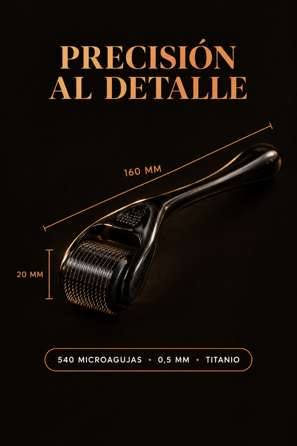 PORTE™ Kit Barba, medidas del dermaroller