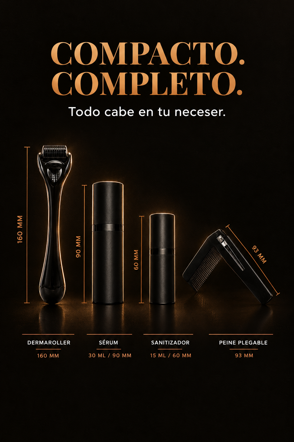 PORTE™ Kit Barba, tamaño real del kit