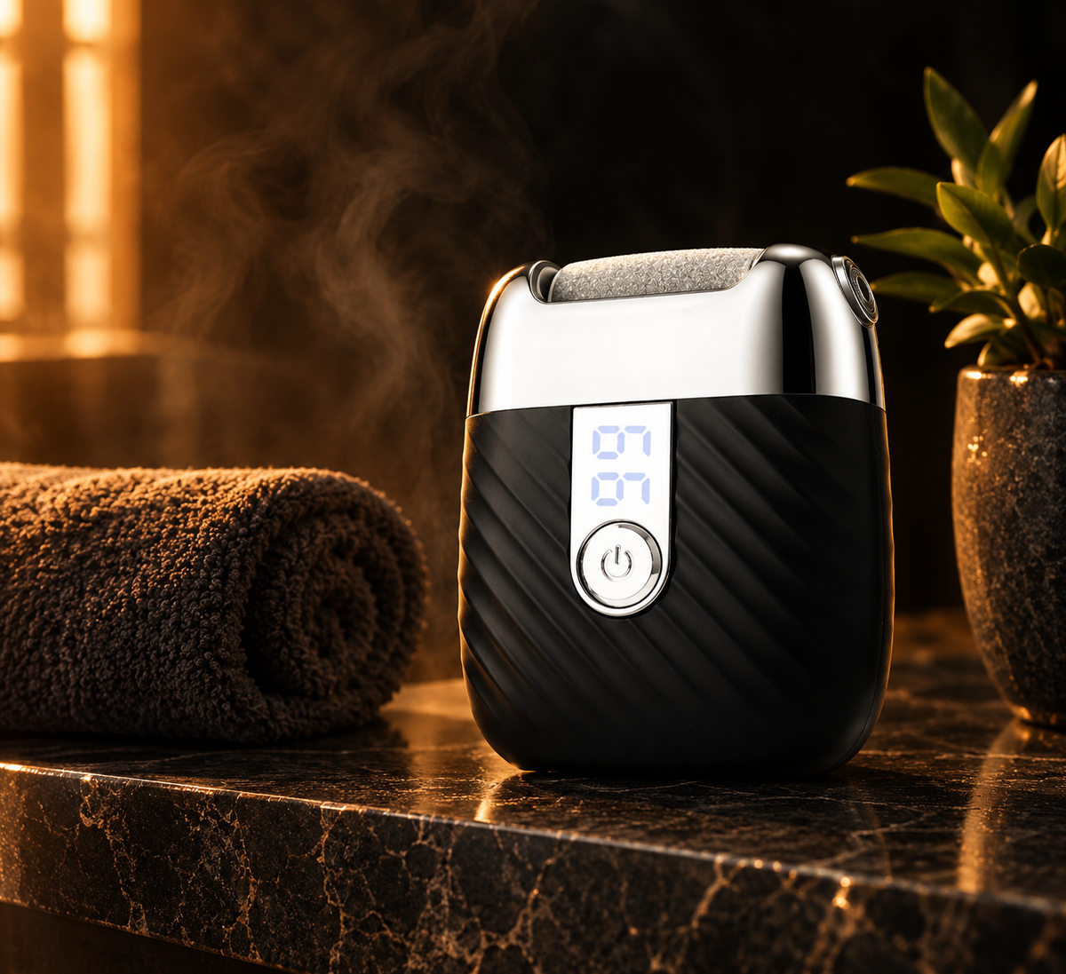 PORTE™ lima eléctrica para pies en la rutina de baño