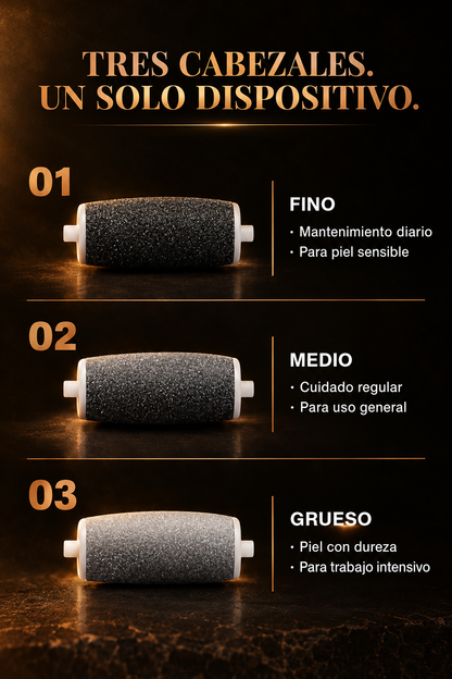 PORTE™ lima eléctrica para pies, los tres cabezales